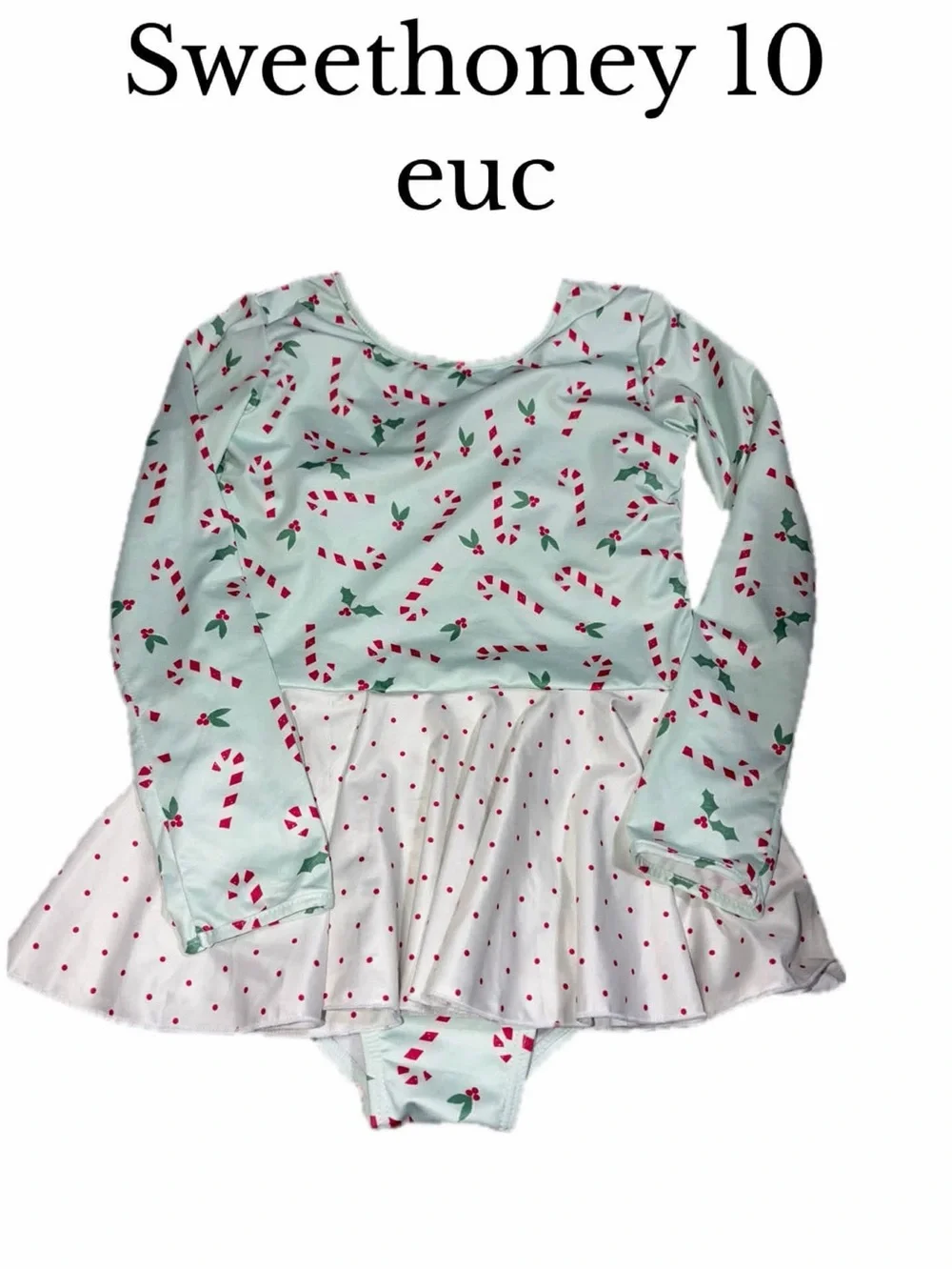 Sweethoney size 10 candy cane Christmas leotard
